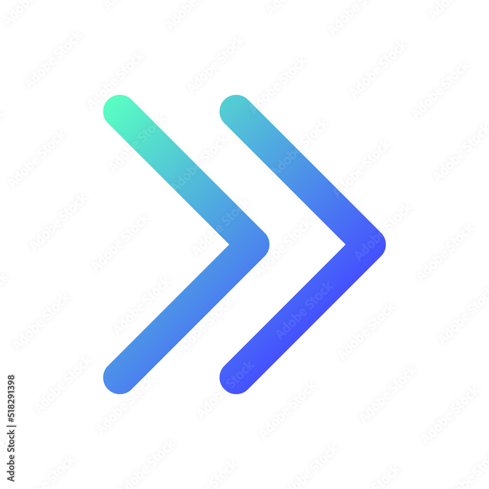 Right double arrow pixel perfect gradient linear ui icon. Guillemets. Fast forward button. Speed up. Line color user interface symbol. Modern style pictogram. Vector isolated outline illustration Right double arrow pixel perfect gradient linear ui icon. Guillemets. Fast forward button. Speed up. Line color user interface symbol. Modern style pictogram. Vector isolated outline illustration