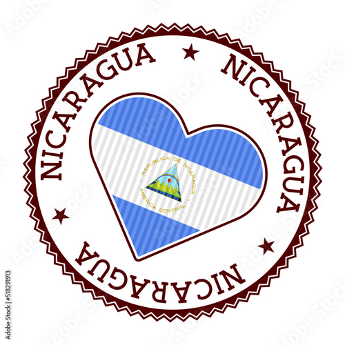 Nicaragua heart badge with flag, a symbol of national pride and love for the country.