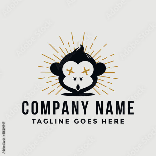 Photography Iconic mascot logo for Brewery Company. Monkey mascot logo.