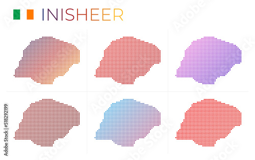 Inisheer dotted map set. Map of Inisheer in dotted style. Borders of the island filled with beautiful smooth gradient circles. Captivating vector illustration. photo