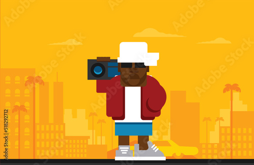 Colorful Rapper Flat Vector
