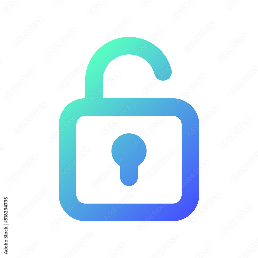 Unlocked padlock pixel perfect gradient linear ui icon. Security setting. Folder access control. Line color user interface symbol. Modern style pictogram. Vector isolated outline illustration Unlocked padlock pixel perfect gradient linear ui icon. Security setting. Folder access control. Line color user interface symbol. Modern style pictogram. Vector isolated outline illustration