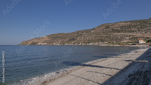 Beach view in Oitylo village, located near Areopoli, in the northern part of Mani peninsula, Laconia, Peloponnese, Greece. photo