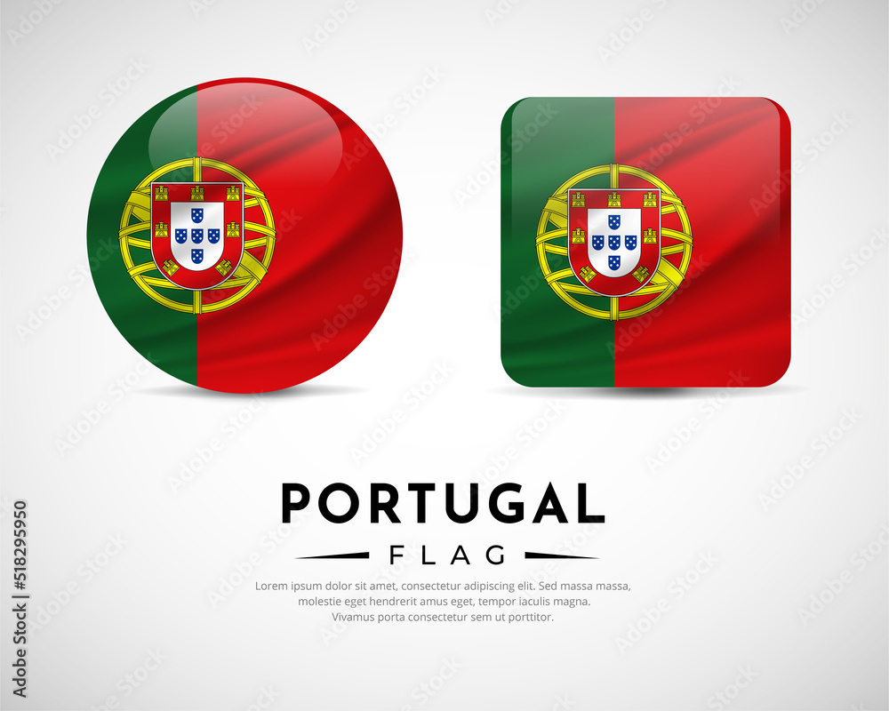 Collection of Portugal flag emblem icon. Portugal flag symbol icon vector Collection of Portugal flag emblem icon. Portugal flag symbol icon vector