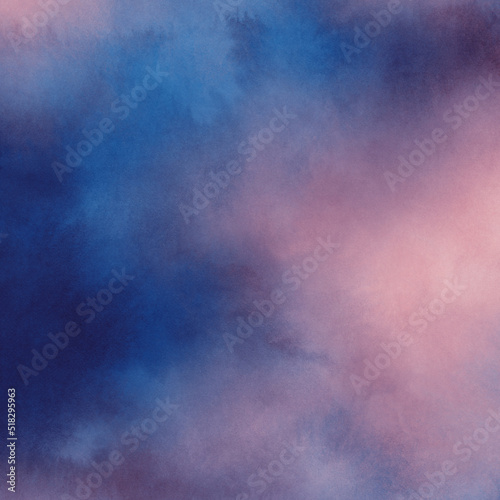 Beautiful aquarelle background. Versatile artistic image for creative design projects: posters, banners, cards, magazines, covers, prints, wallpapers. Blue and pink colors.