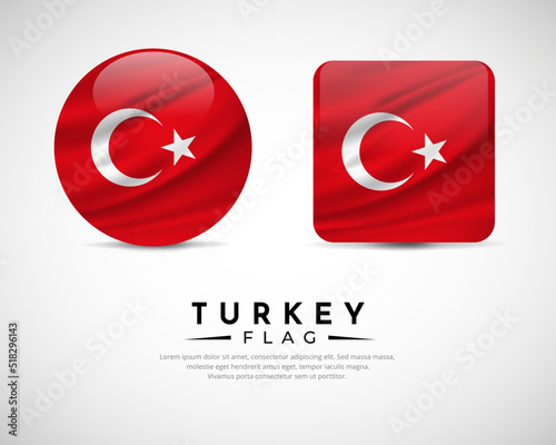 Collection of Turkey flag emblem icon. Turkey flag symbol icon vector