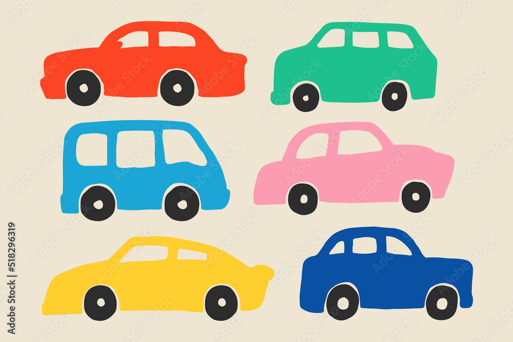 Hand Drawn Colored Car Silhouette Painting