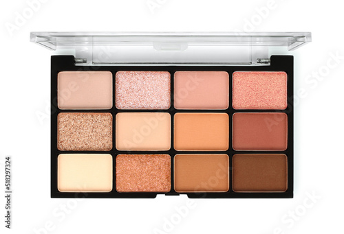 Foto Palette of eyeshadow isolated on white background, top view