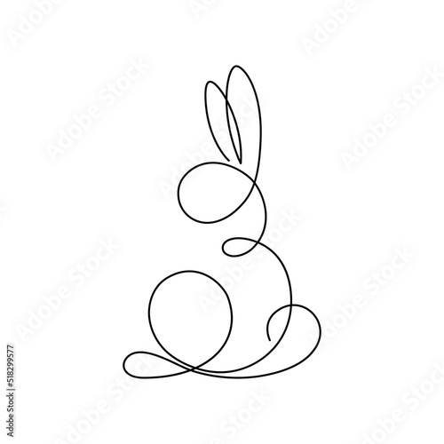 Continuous one line drawing of a rabbit on a white background. Symbol of the new year 2023. Vector, illustration