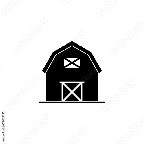 Farm barn icon silhouette isolated on white background