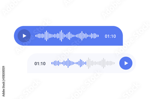Voice message sound vector bubble ui icon. Voice message record phone conversation digital screen ui.