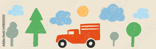 Hand Drawing and Painting Truck
