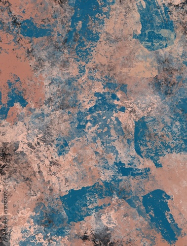 Vertical or horizontal illustration, blue and pink marble background © dunya8