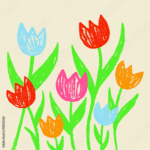 Hand Painted Vector Tulip Drawing