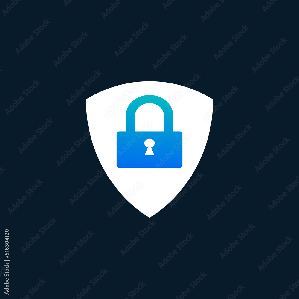 Shield icon. Lock icon. Abstract security vector icon illustration isolated on blue background. Shield icon. Lock icon. Abstract security vector icon illustration isolated on blue background.