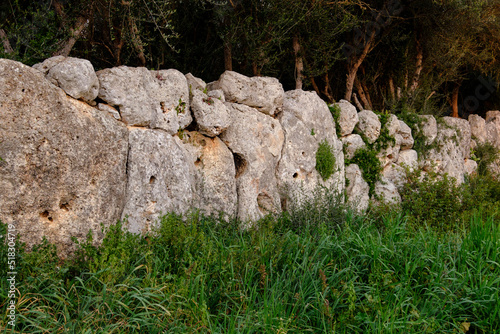 muralla talayotica, yacimiento de es Rossells, Cas Concos , municipio de Felanitx, Mallorca, balearic islands, Spain