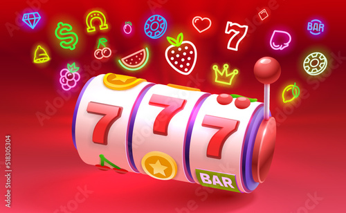 Casino slots winner, fortune of luck, 777 win banner. Vector