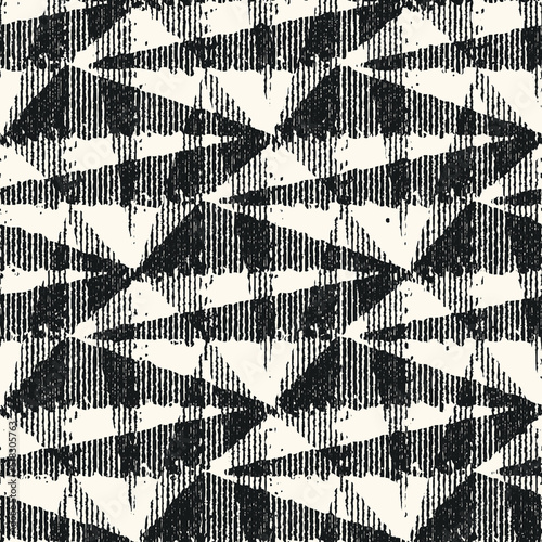 Monochrome Ikat Textured Broken Geometric Pattern