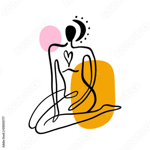 Boho sacred magic woman mystical symbol flat holistic healing meditation. Reiki new age concept modern abstract silhouette.