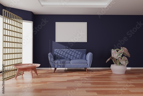 living room picture frame interior design 3d rendering 