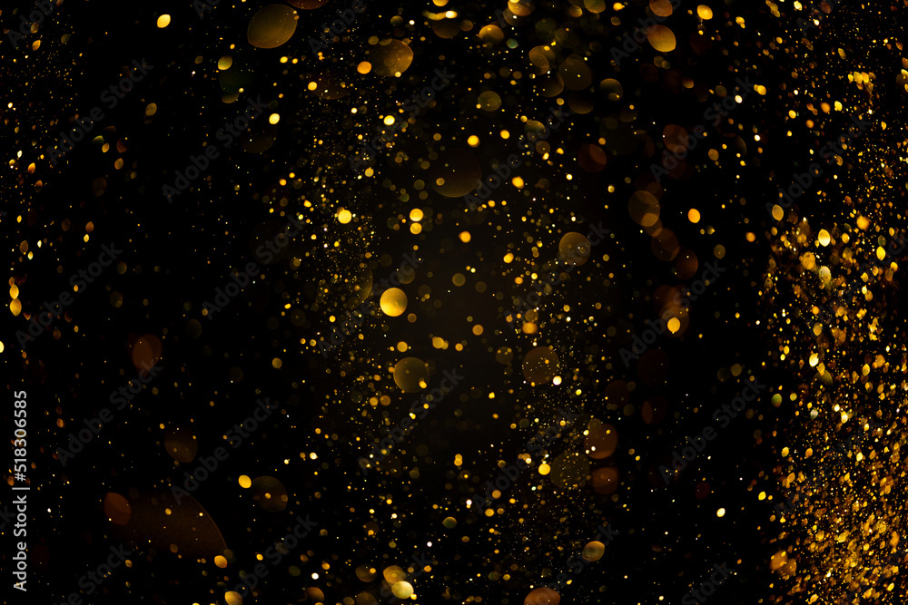 Gold glitter lights bokeh festive overlay abstract background