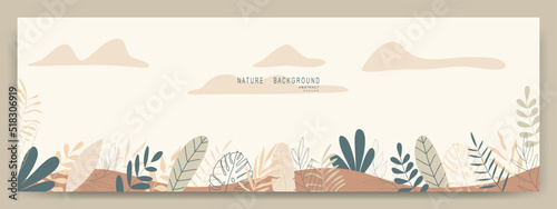 Abstract nature background with leaves and plants. Copy space for text. Vector illustration © Toey Meaong