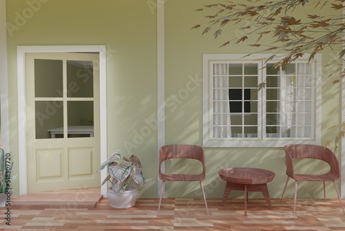 front of house lounge chair design 3d rendering