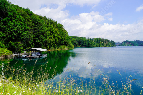 Wahnbachtalsperre near Siegburg. Dam overlooking the lake and the surrounding nature. photo