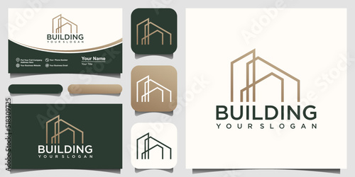 Building construction logo illustration vector graphic design in line art style.