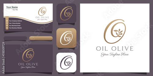 letter o combined twig Olive oil logo design template.