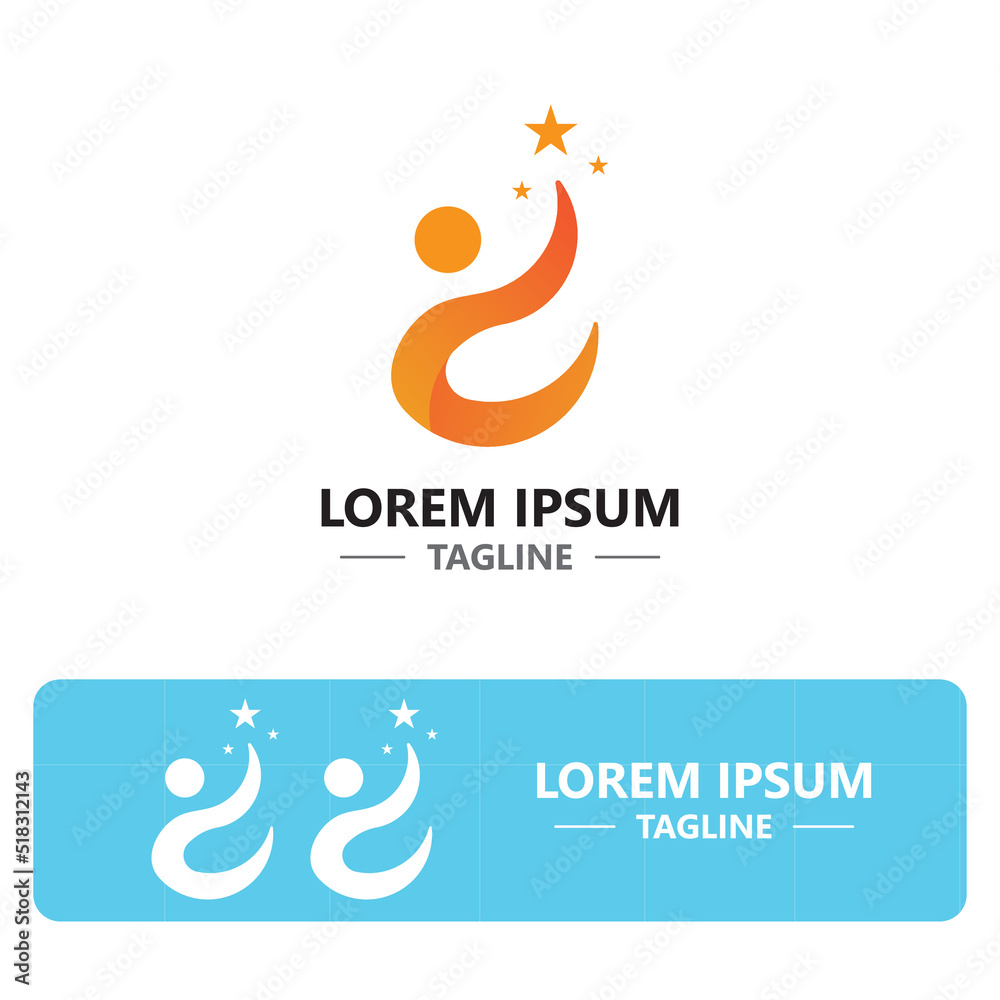 Naklejka premium People success Logo with star vector illutration