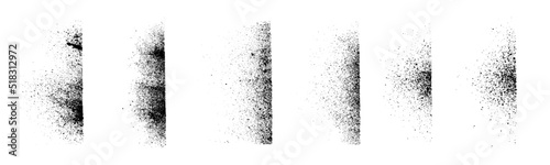 Set of abstract black ink sprayed on a white background. design elements for edge texture. the grunge paint brush collection for creative design.
