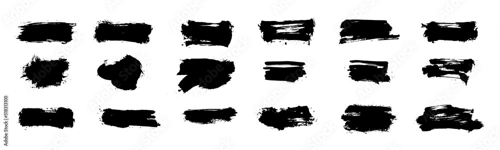 Chinese style abstract brush strokes. Set of black ink strokes on white paper. Graphic design elements for copy space, lower third, text effect, vector brush, etc. Chinese style abstract brush strokes. Set of black ink strokes on white paper. Graphic design elements for copy space, lower third, text effect, vector brush, etc.