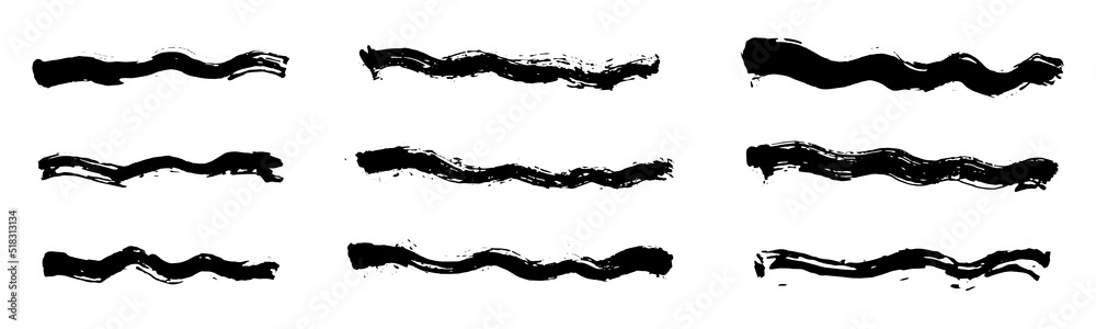 Chinese style abstract brush strokes. Set of black ink strokes on white paper. Graphic design elements for copy space, lower third, text effect, vector brush, etc. Chinese style abstract brush strokes. Set of black ink strokes on white paper. Graphic design elements for copy space, lower third, text effect, vector brush, etc.