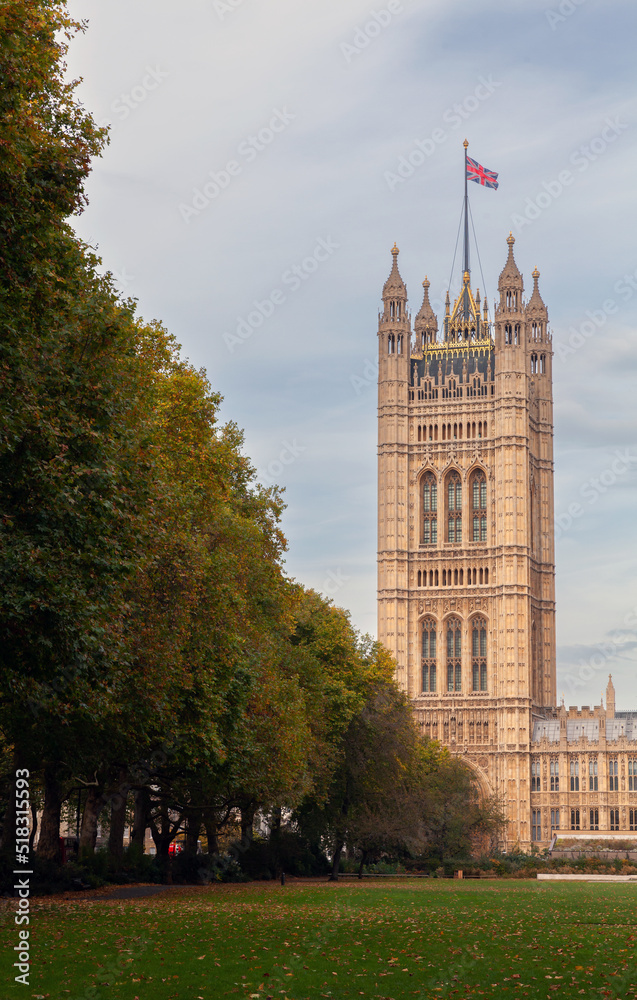 Victoria Tower, London, United Kingdom. Vertical photo