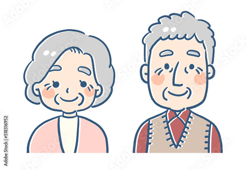 笑顔のおじいちゃんおばあちゃんのイラスト