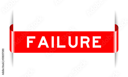 Red color inserted label banner with word failure on white background