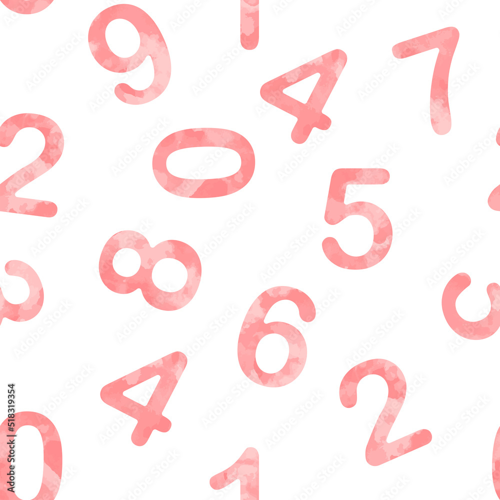Numbers concept seamless pattern vector illustration. Background with