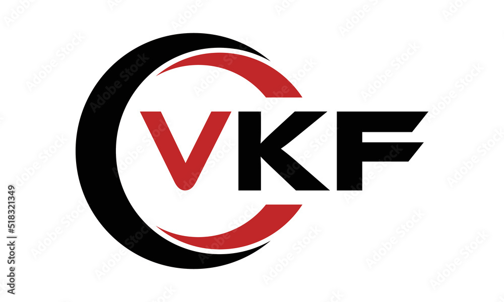 VKF swoosh three letter logo design vector template monogram logo
