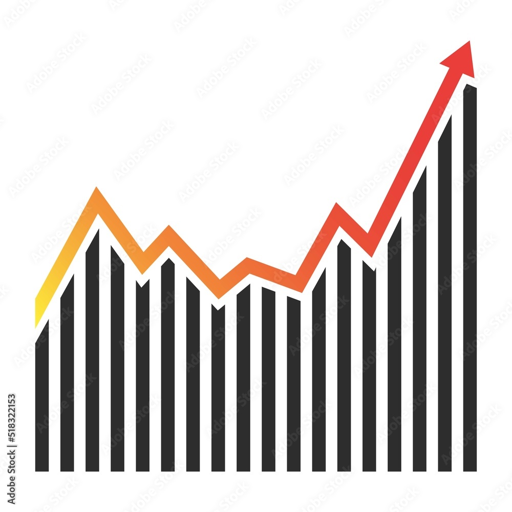 Growing graph icon vector. Growth sign vector design Growing graph icon vector. Growth sign vector design