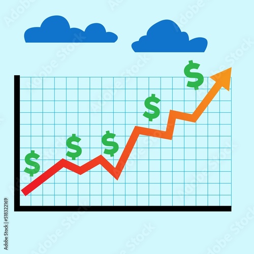 inflation up arrow dollar symbol vector design