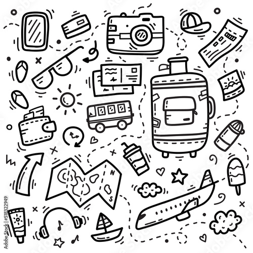hand drawn set of funny doodles time to travel