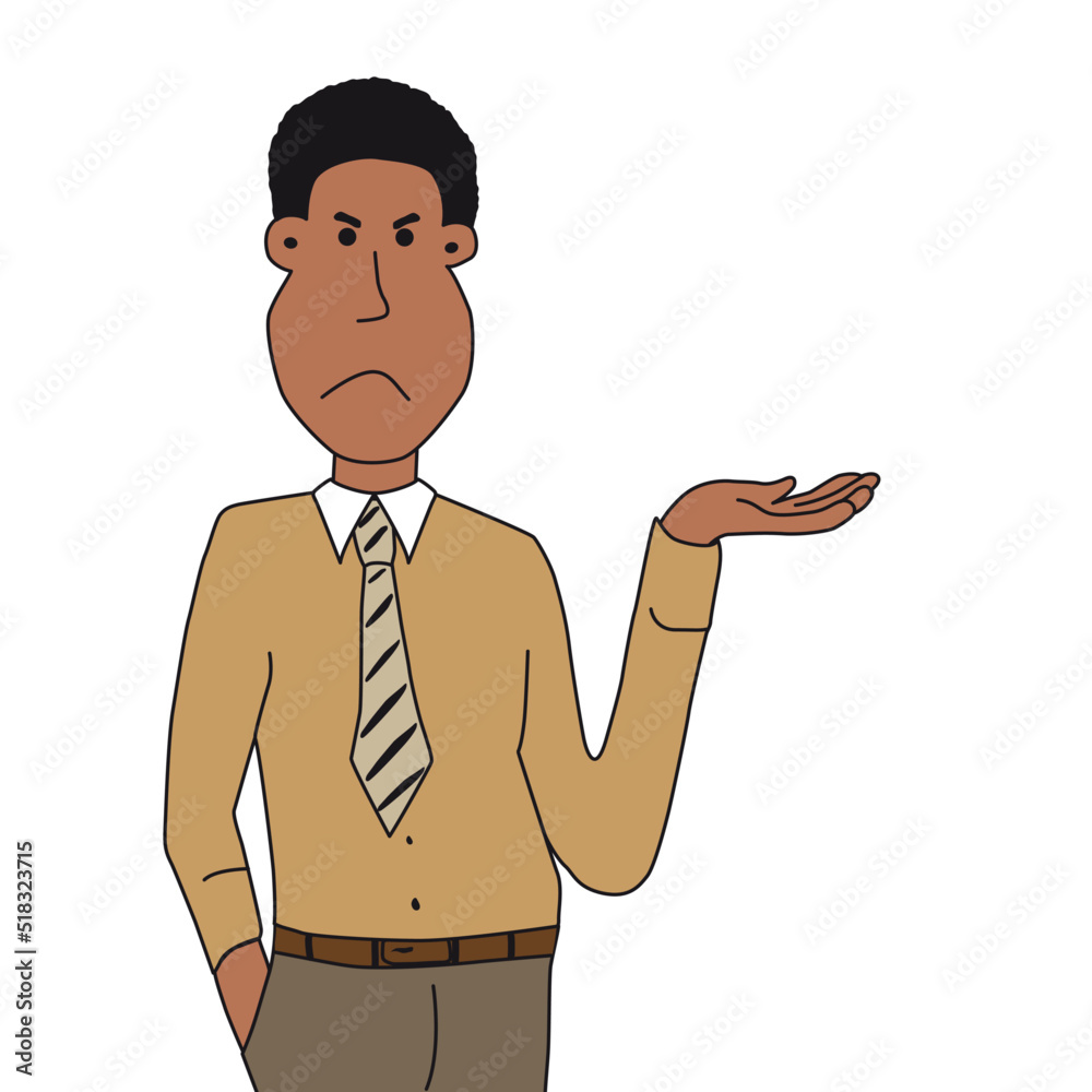 black man not happy showing something with his hand black man not happy showing something with his hand