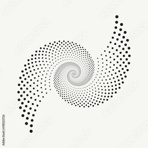 Circle halftone spiral background. dots abstract concentric circle. spiral, swirl, twirl element. Circular and radial dots helix. Segmented circle with rotation.	