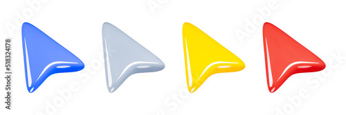 3d render arrow cursor minimal icon isolated on white background vector illustration.