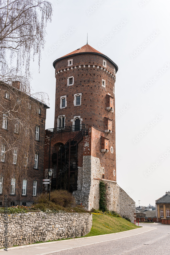 Poland, Krakow – March 30, 2022: Wawel Hill, Wawel Royal Castle, center, sightseing, place of interest