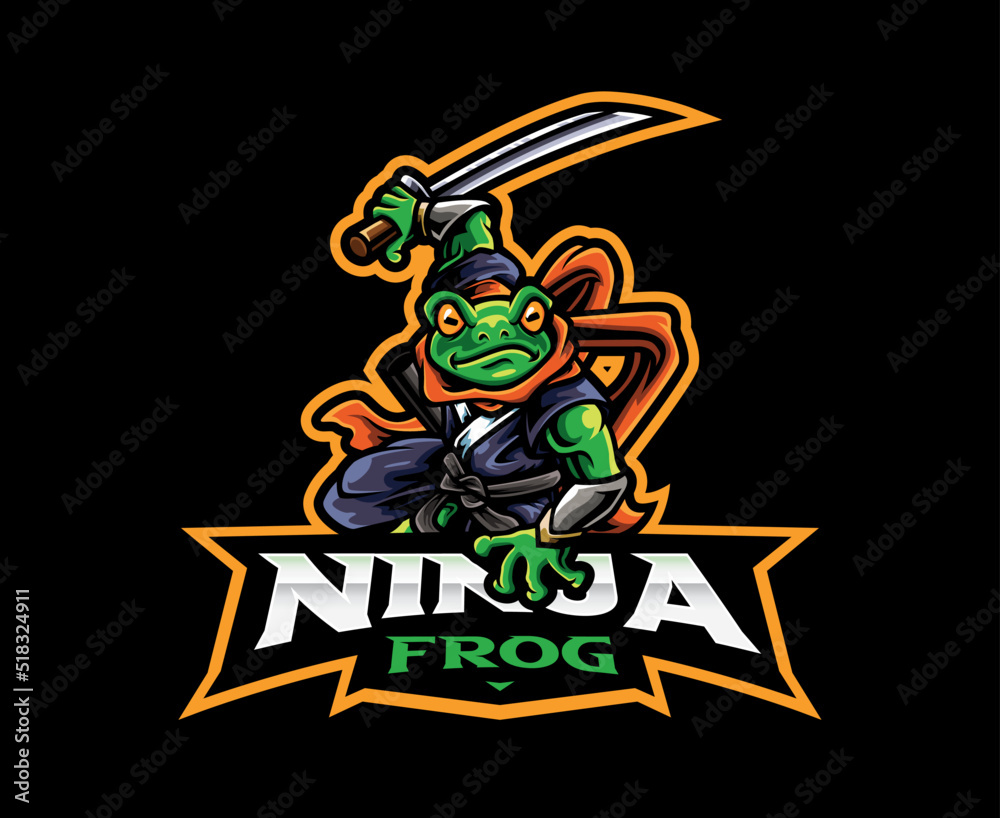 Frog ninja mascot logo design