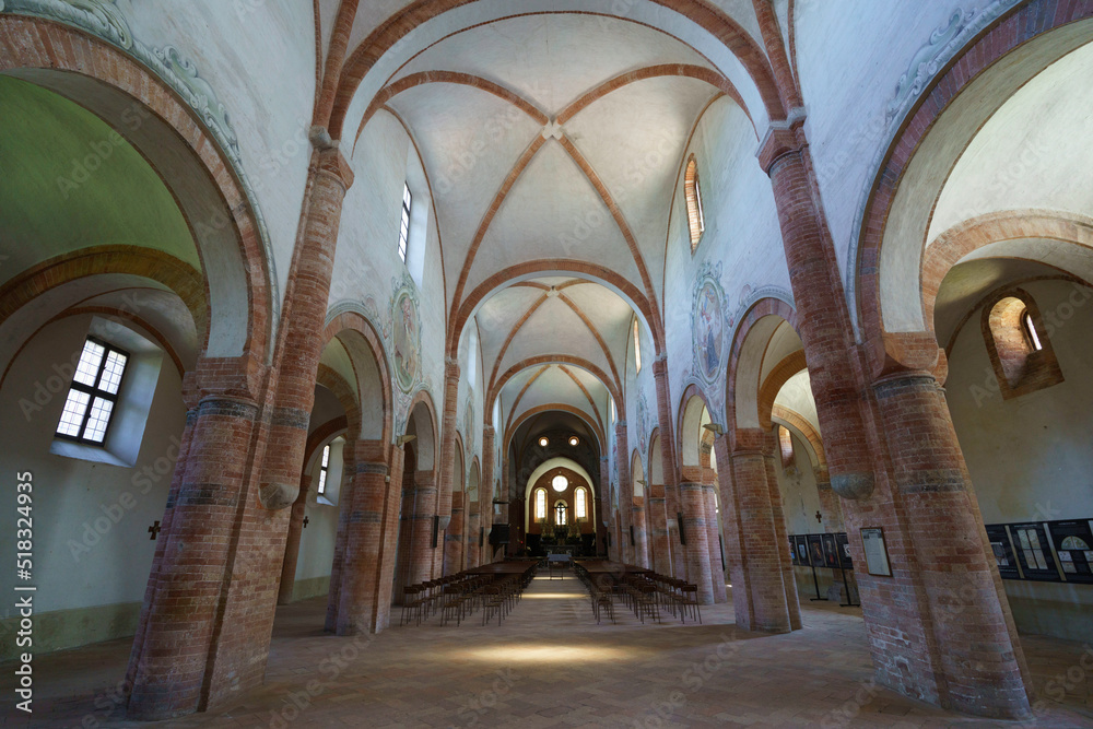 Medieval church of Abbadia Cerreto, Lodi, Italy