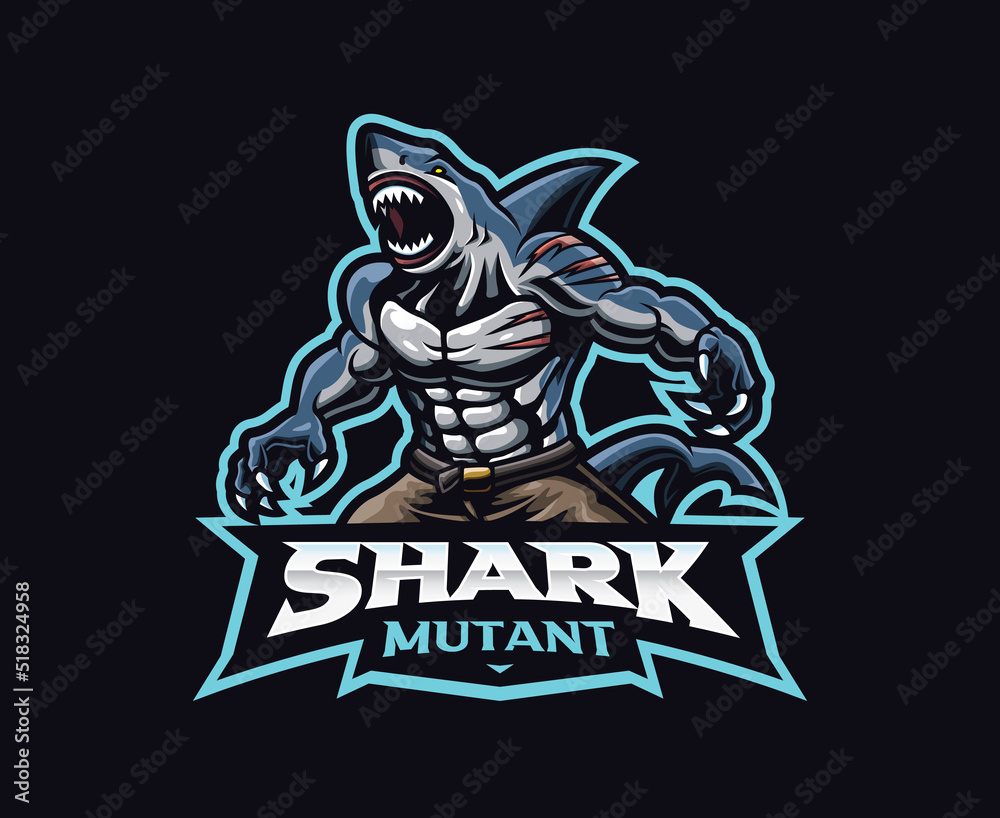 Angry shark mascot logo design