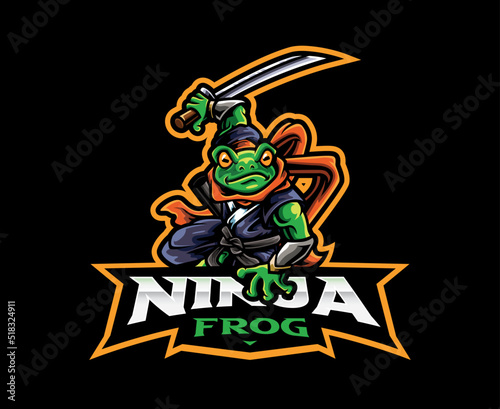 Frog ninja mascot logo design